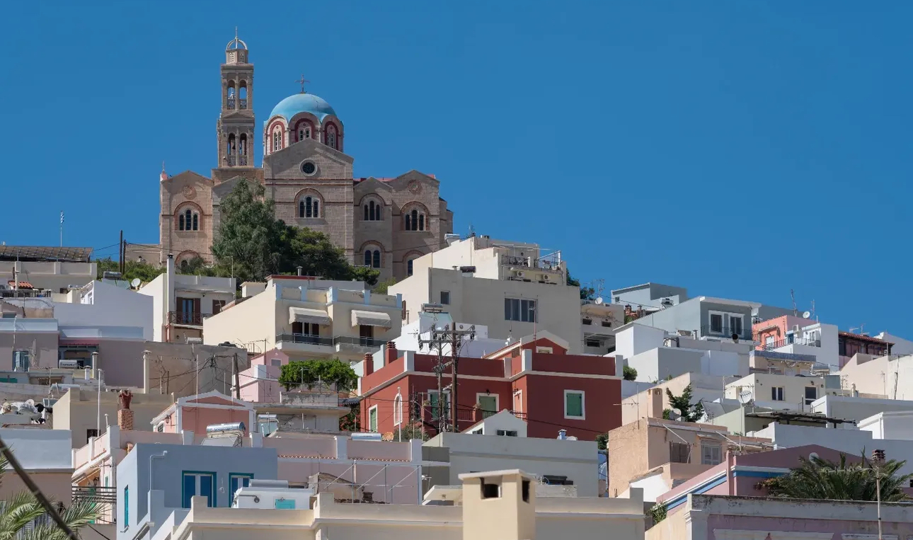 Ermoupoli rooftops and church dome